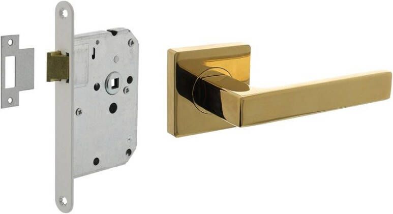 Intersteel Set loopslot wit met deurkruk Hera op rozet 55x55mm PVD messingkleur