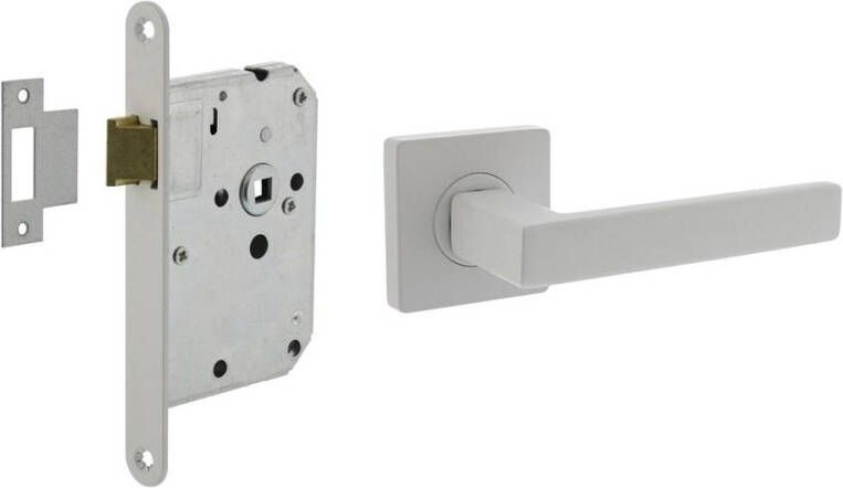 Intersteel Set loopslot wit met deurkruk Hera op rozet 55x55mm wit