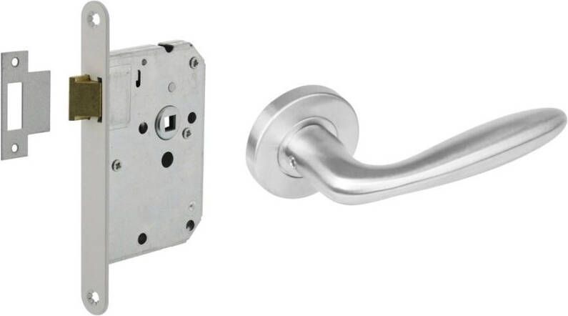 Intersteel Set loopslot wit met deurkruk Jupiter op rozet ø53x8mm rvs