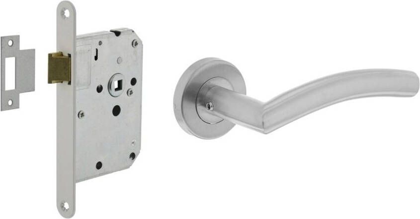 Intersteel Set loopslot wit met deurkruk Lisa 90° basic op rozet ø53x9mm rvs
