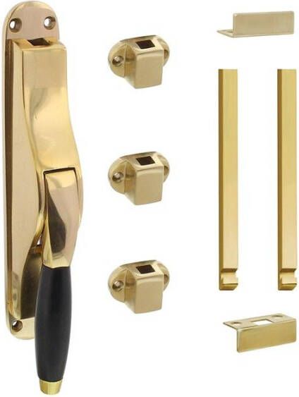 Intersteel Set pomp-espagnolet Ton basic inclusief stangenset 2x 1250mm messing gelakt ebbenhout