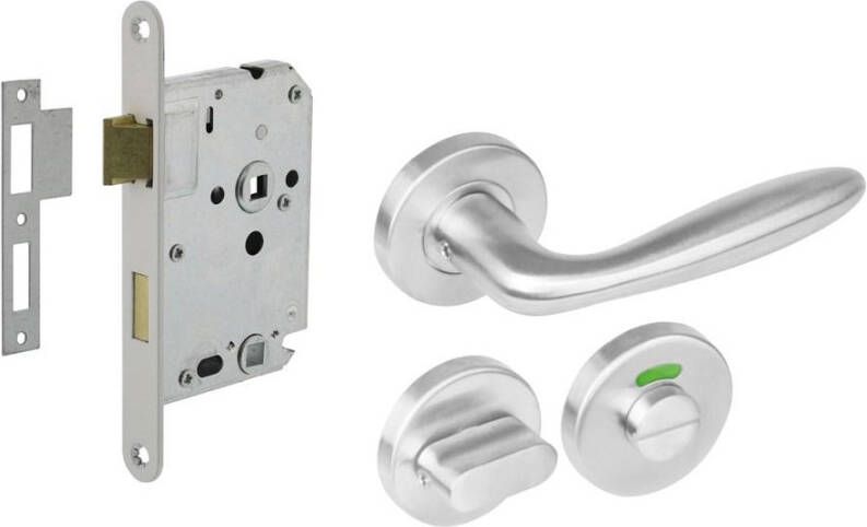 Intersteel Set toiletslot 63 8mm wit met deurkruk Jupiter op rozet ø53x8mm en WC-sluiting rvs