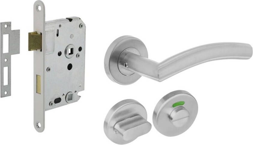 Intersteel Set toiletslot 63 8mm wit met deurkruk Lisa 90° basic op rozet ø53x9mm en WC-sluiting rvs