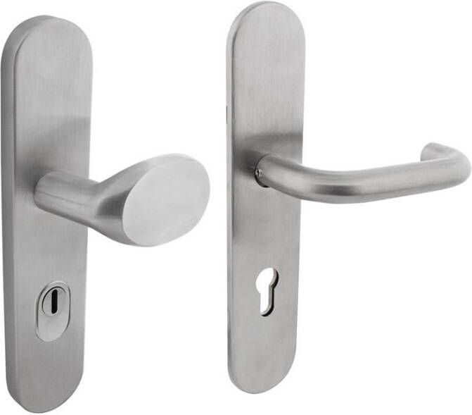Intersteel SKG3 Veiligheidsschilden verdekt greep kruk profielcilindergat 72mm met kerntrekbeveiliging rvs