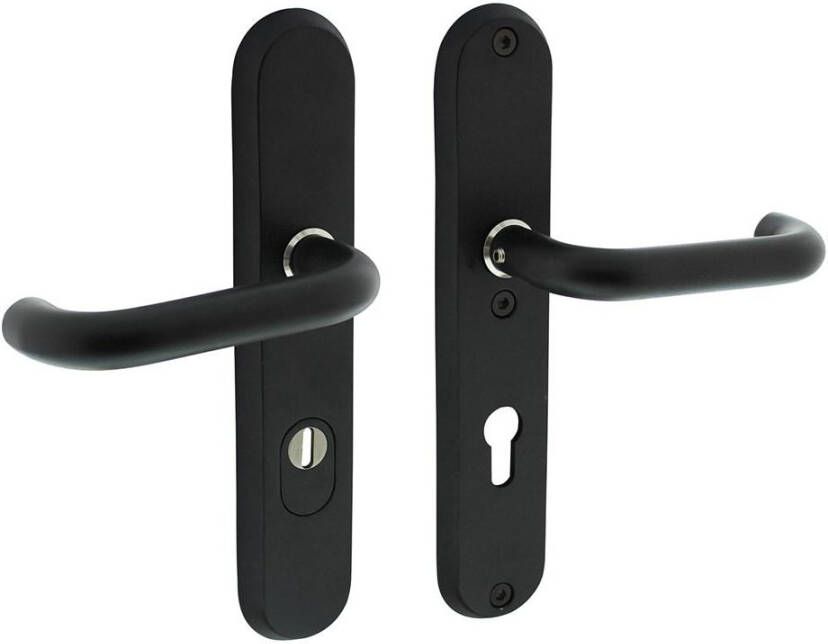 Intersteel Veiligheidsbeslag ovaal Bern kruk kruk profielcilindergat 92mm SKG*** met kerntrekbeveiliging Mat zw