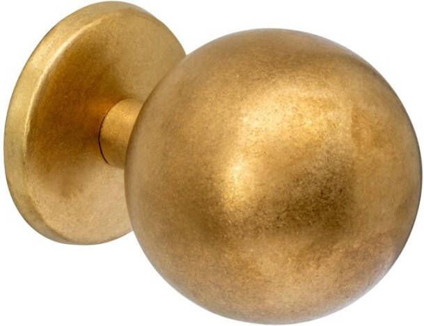 Intersteel Voordeurknop bol ø75mm op achterplaat ø66mm éénzijdige montage PVD messing getrommeld