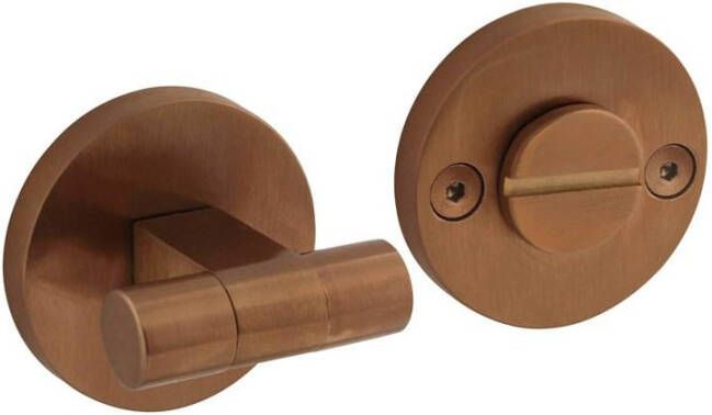 Intersteel WC-sluiting éénzijdig verdekt ø55x8mm met stift 8x8mm knop op verdekte rozet PVD koper mat