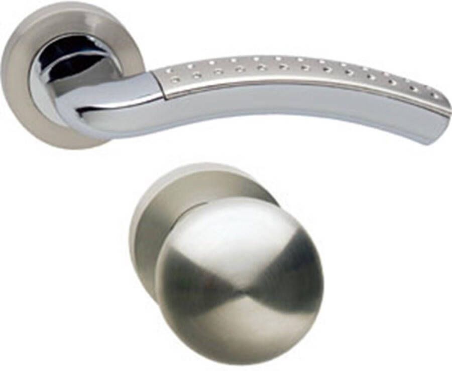 Intersteel Wisselgarnituur rechts 1688 Sharon op rond rozet 7mm nokken met profielcilindergat plaatjes chroom n