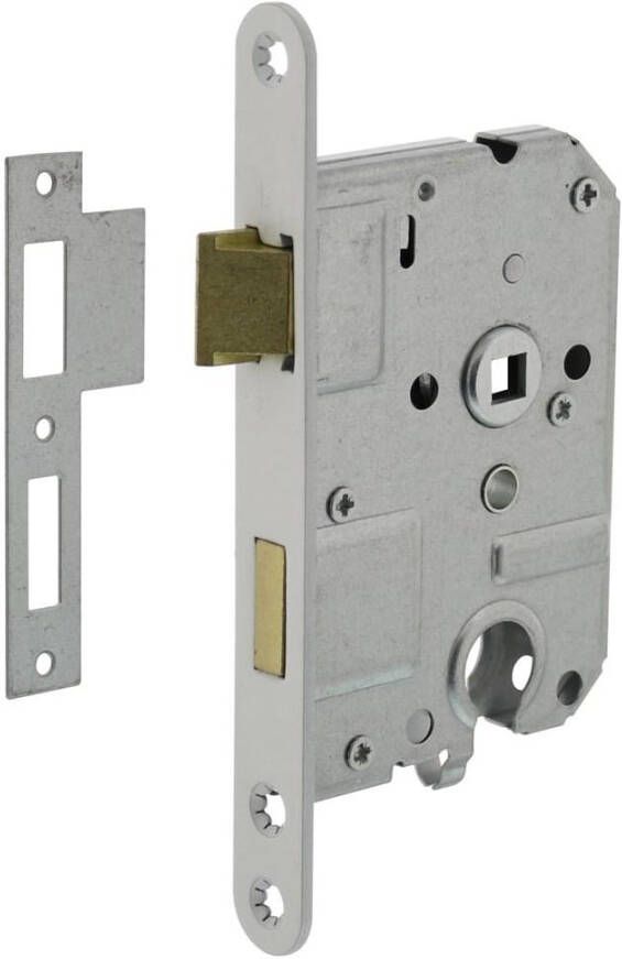 Intersteel Woningbouw cilinder dag- en nachtslot 55mm voorplaat afgerond wit gelakt 20x174 doorn 50mm incl.