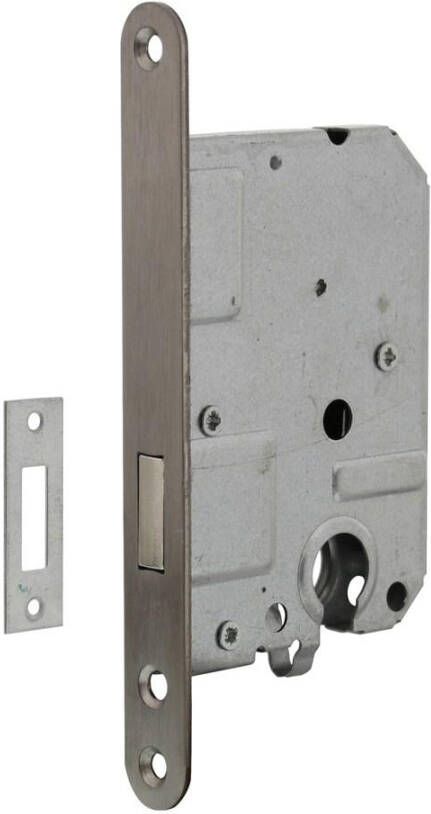 Intersteel Woningbouw cilinder kastslot 55mm voorplaat afgerond rvs 20x174 doorn 50mm incl. sluitplaat