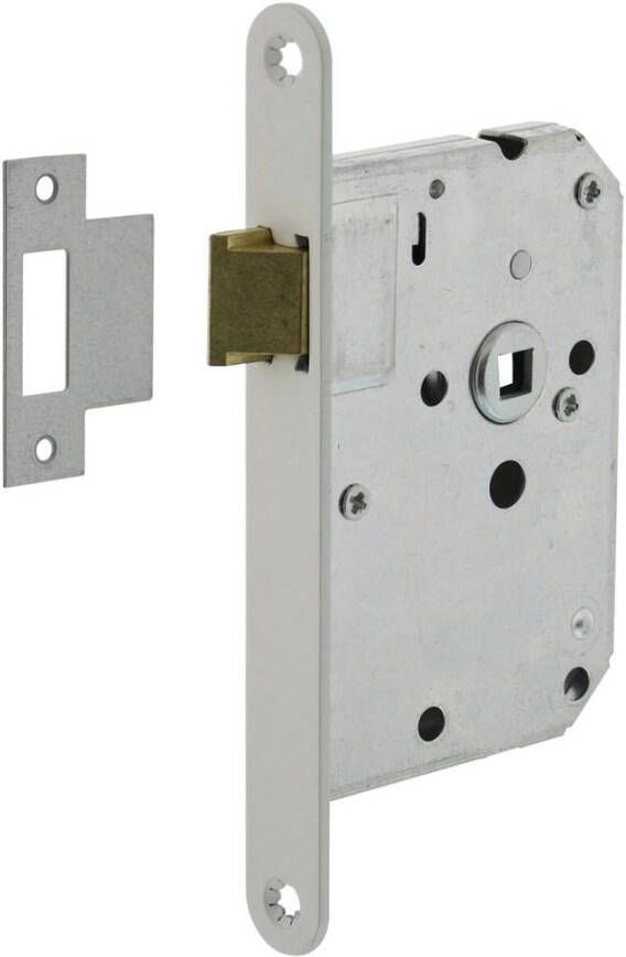 Intersteel Woningbouw loopslot voorplaat afgerond wit gelakt 20x174 doorn 50mm incl. sluitplaat Industriever