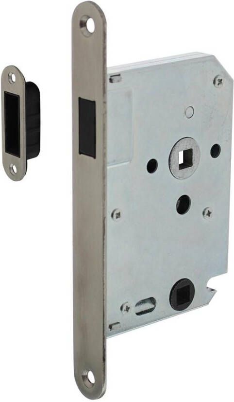 Intersteel Woningbouw magneet badkamer toilet slot 63 8mm voorplaat afgerond rvs 20x174 doorn 50mm incl. slu