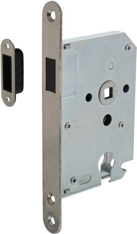 Intersteel Woningbouw magneet cilinder dag- en nachtslot 55mm voorplaat afgerond rvs 20x174 doorn 50mm incl.
