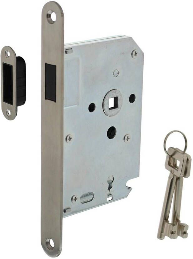 Intersteel Woningbouw magneet klavier dag- en nachtslot 55mm voorplaat afgerond rvs 20x174 doorn 50mm incl.