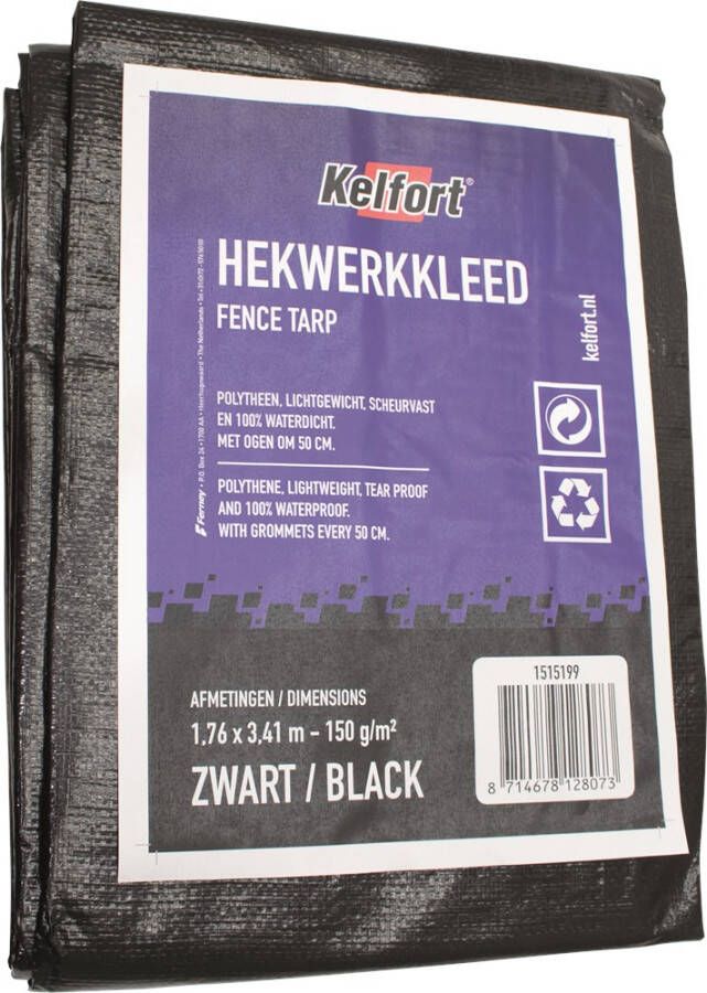 Kelfort Hekwerkkleed zwart 1.76x3.41m 150gr m