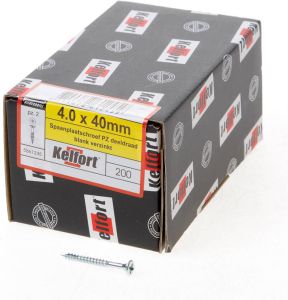 Kelfort Spaanplaatschroef platverzonken kop verzinkt pozidriv deeldraad 4.0 x 40mm