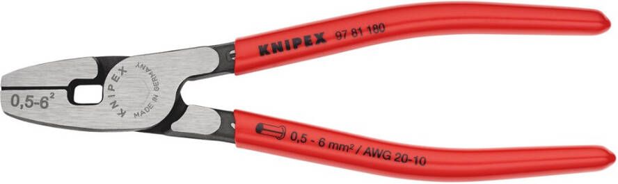Knipex Krimptang voor adereindhulzen met voorinvoering met kunststof bekleed 180 mm 9781180