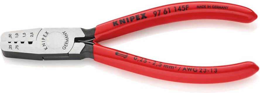 Knipex Krimptang voor adereindhulzen met kunststof bekleed 145 mm 9761145F