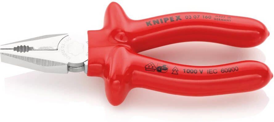 Knipex Kombitang verchroomd dompelisolatie VDE-getest 160 mm 0307160