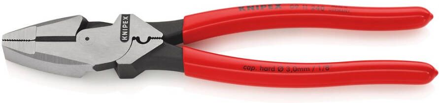 Knipex Kracht-kombitang "Lineman&apos;s Pliers" Amerikaans model | Anti-slip kunststof bekleed | Lengte 240 mm | Zelfbedieningskaart blister 09 11 240 SB