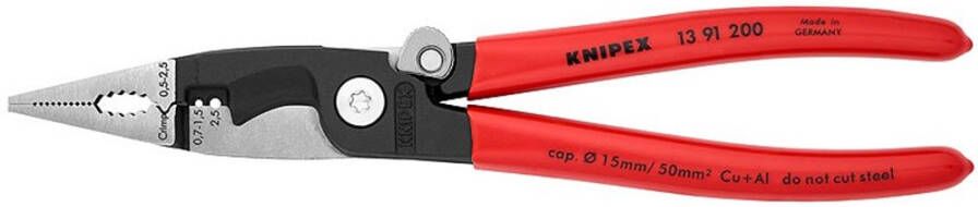 Knipex Elektro installatietang | zwart geatramenteerd | met kunststof bekleed | 200 mm | 1391200