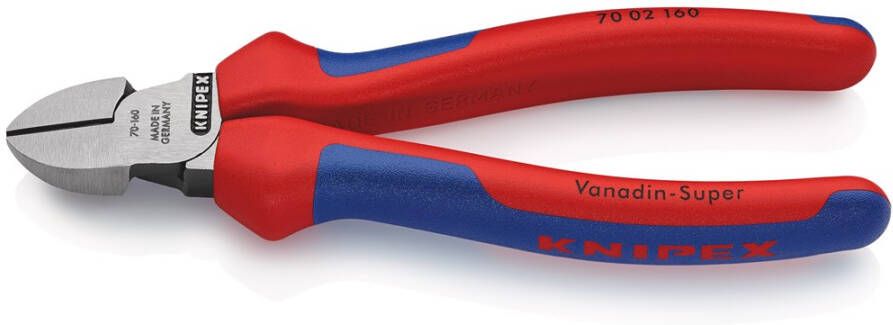 Knipex Zijsnijtang | lengte 160 mm | hoofd gepolijst | meercomponenten mantels max. 2 mm | 1 stuk 70 02 160 70 02 160