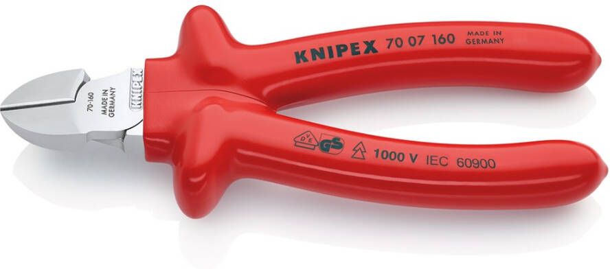 Knipex Zijsnijtang verchroomd dompelisolatie VDE-getest 160 mm 7007160