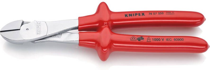 Knipex Kracht-zijsnijtang verchroomd dompelisolatie VDE-getest 250 mm 7407250