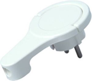 Kopp stekker extra plat (8mm) haaks IP20 arctic wit