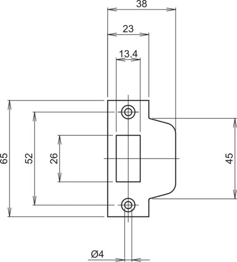 Lips SPT2084 Sluitplaat voor kastdeurslot 2084 4 | rechthoekig | staalverzinkt. | 65 x 23 mm 7170059