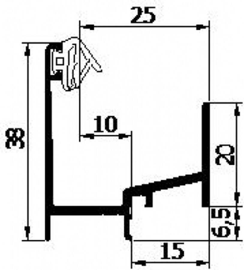 Luvema Aanslagprofiel LU.B3.3.G met afdichtingsrubber (5mtr)