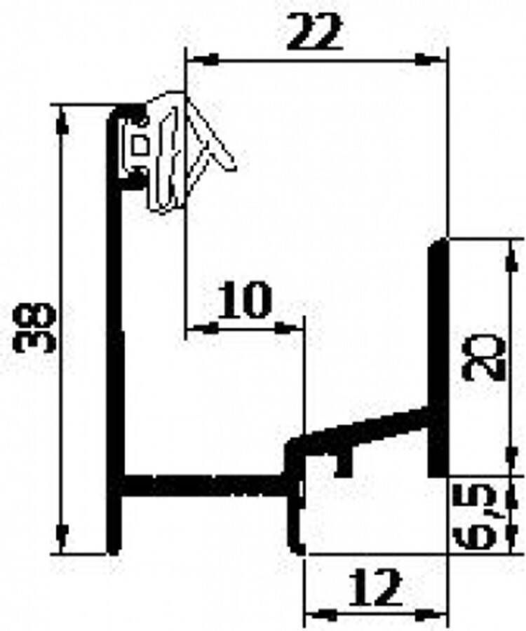 Luvema Aanslagprofiel LU.B4.3.G met afdichtingsrubber (5mtr)