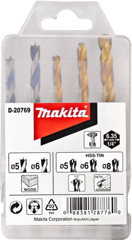 Makita Accessoires D-20769 Borenset 1 4" Vorm E D-20769