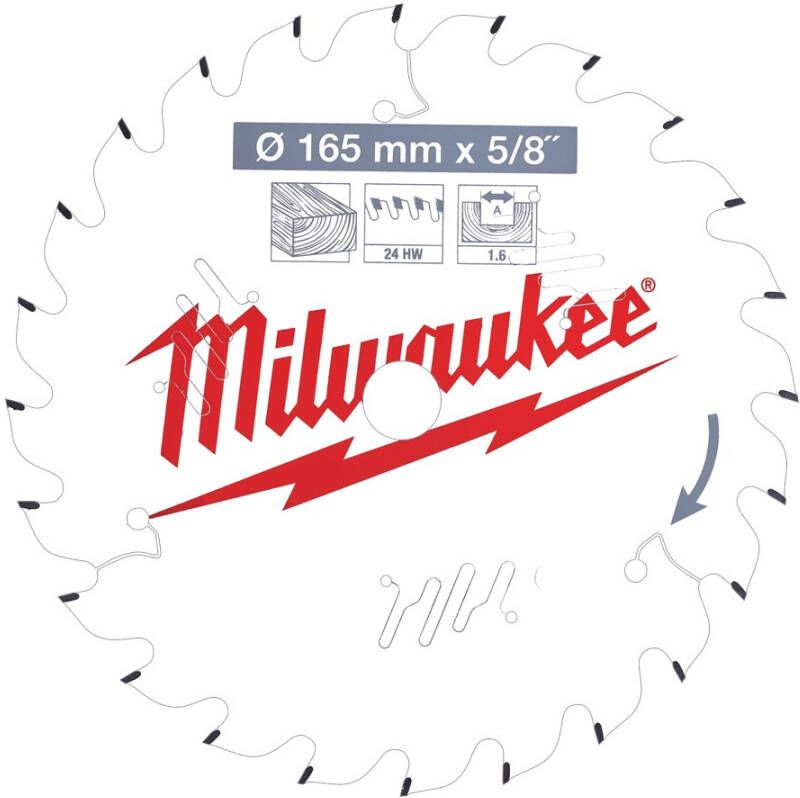 Milwaukee cirkelzaagblad 165x15.87mm Z=24