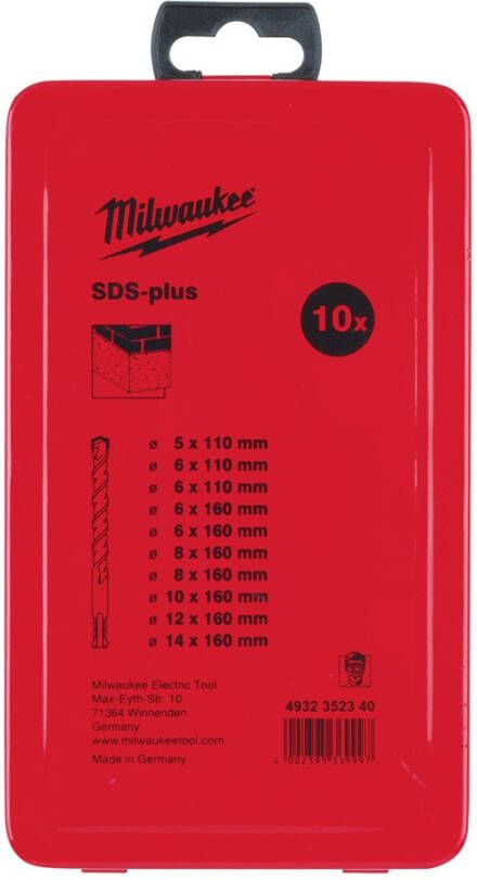 Milwaukee Accessoires Set SDS-plus hamerboren set in metalen cassette (10-delig) NEW MS2 4932352340