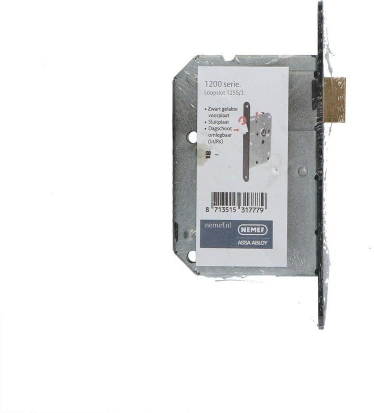 Yale Nemef_ 1255 Loopslot | DM50mm | krukgat 8mm | voorplaat zwart gelakt 20x174mm afgerond | messing dagschoot | DR 1+3 2+4 P000047582-350-200