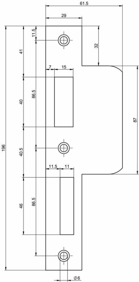 Nemef VP699 Sluitplaat | RVS 29x196mm rechthoekig | verlengd | DR 2+4 9069990172