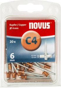 Novus Blindklinknagel C4 X 6mm Koper | 20 stuks 045-0038