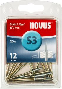 Novus Blindklinknagel S3 X 1mm Staal S3 | 20 stuks 045-0035