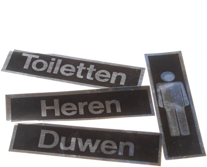 Onbekend Sticker zwart met deurtekst zilver