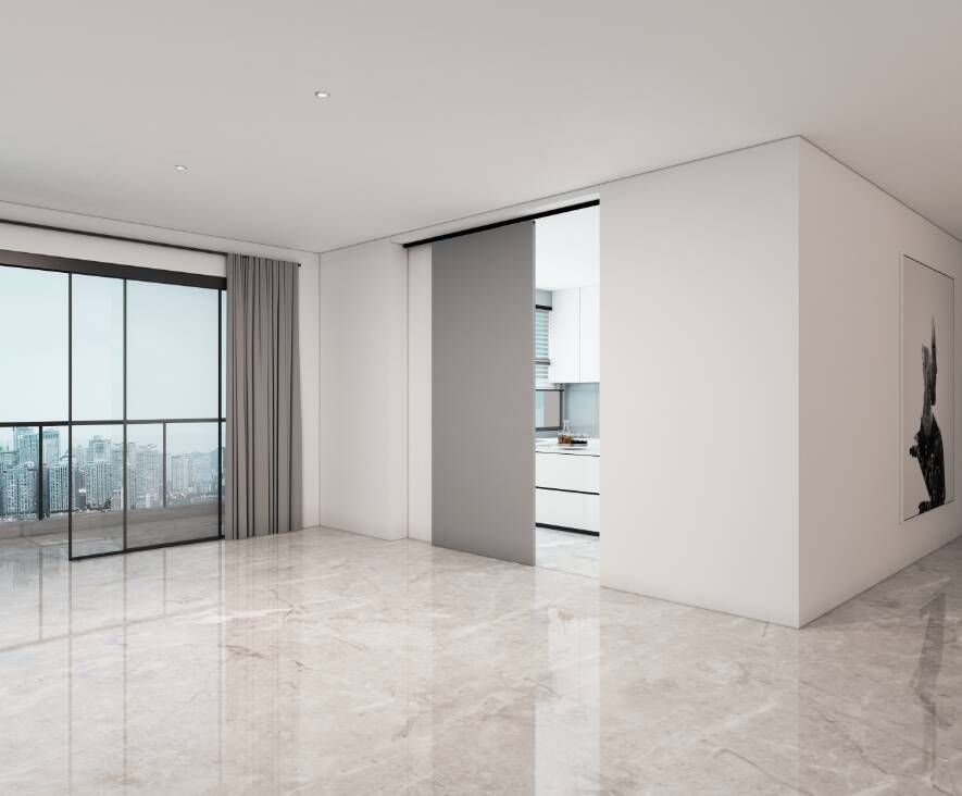 OPK Spaceship schuifdeursysteem 2050mm dubbele softclose opbouw bevestiging plafondmontage- max. 80kg