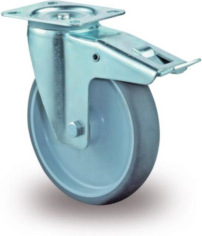 BS Rollen Zwenkwiel | wiel d. 200 mm draagvermogen 220 kg | met totale rem van kunststof | 135x110 mm | 1 stuk L420.B44.201