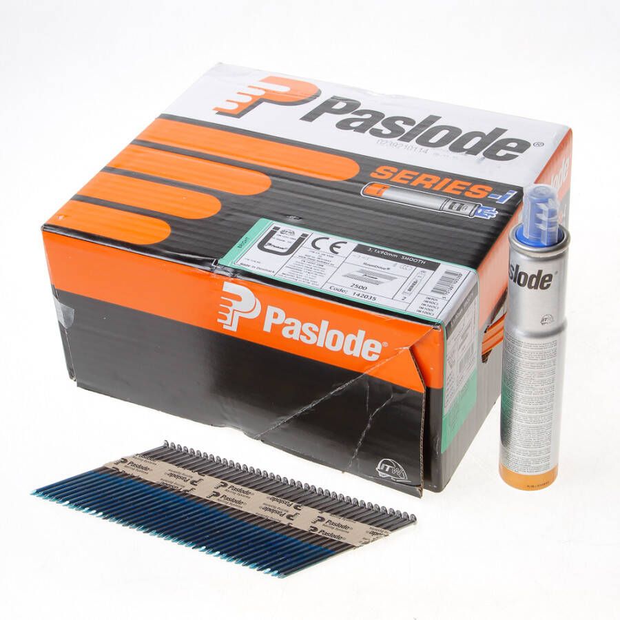 Paslode Nagels+gas im90i 3.1x90glad bl.2500st