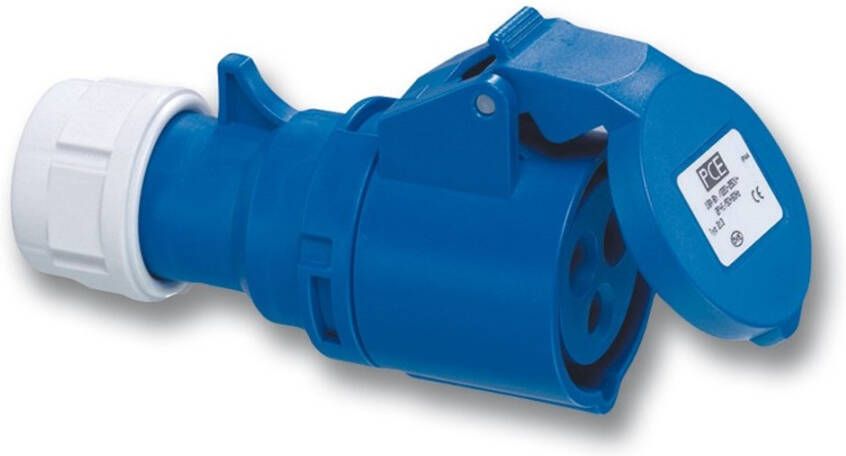 PCE Contrastekker CEE 230V 16A 2P+A IP44 blauw