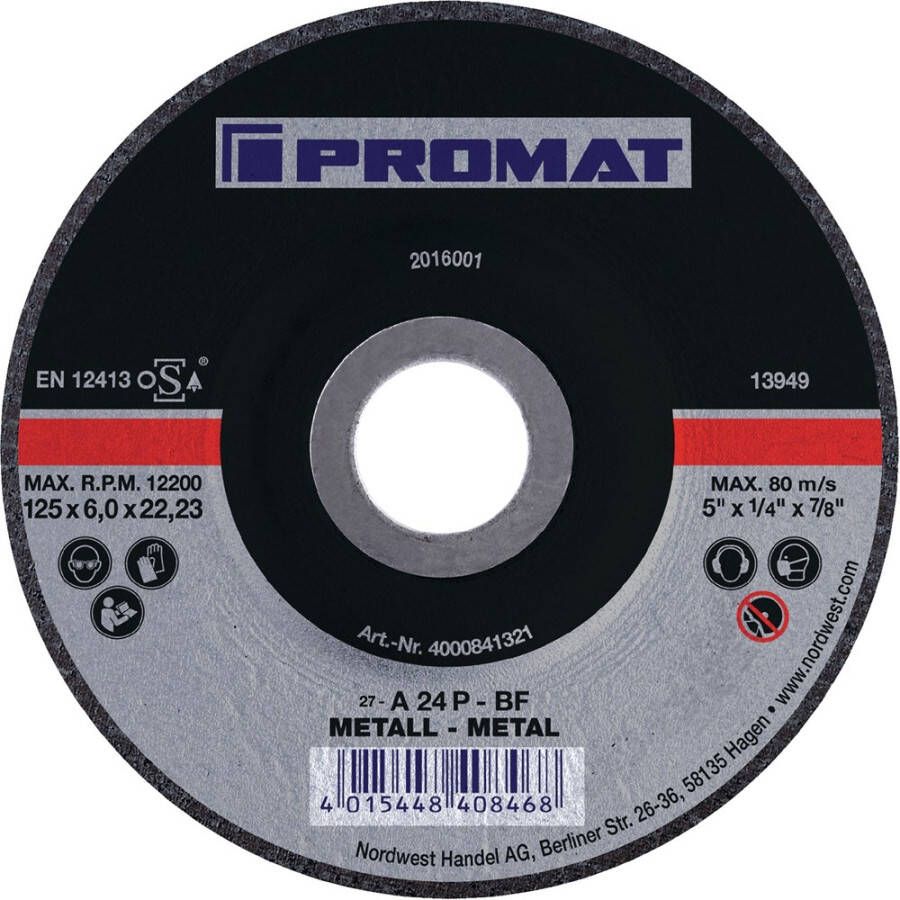Promat Tecwerk Afbraamschijf | D230xS6mm | gebogen staal | gat 22 23 mm 4000841324