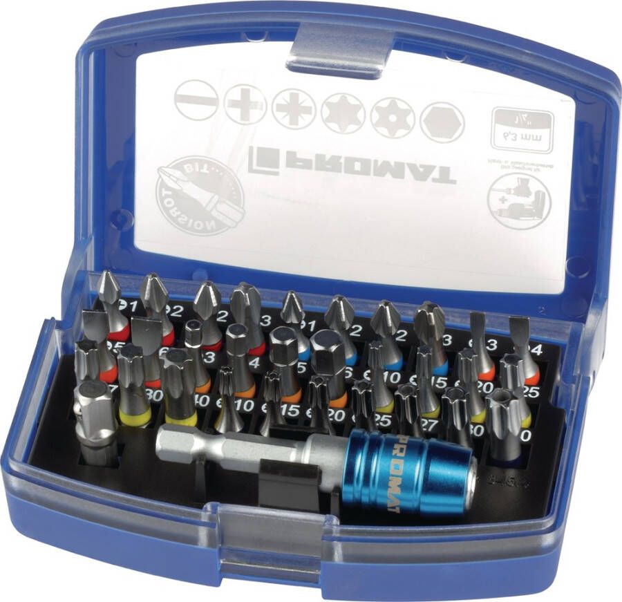 Promat Bitassortiment | 32-delig | sleuf PH PZD TX TX-BO 6kt. | torsiebits 4000829713