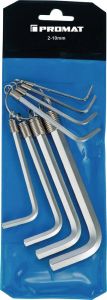 Promat Haakse schroevendraaierset | 8-delig kunststof etui | SW 2-10 mm | kort op ring S2-staal 4000825102