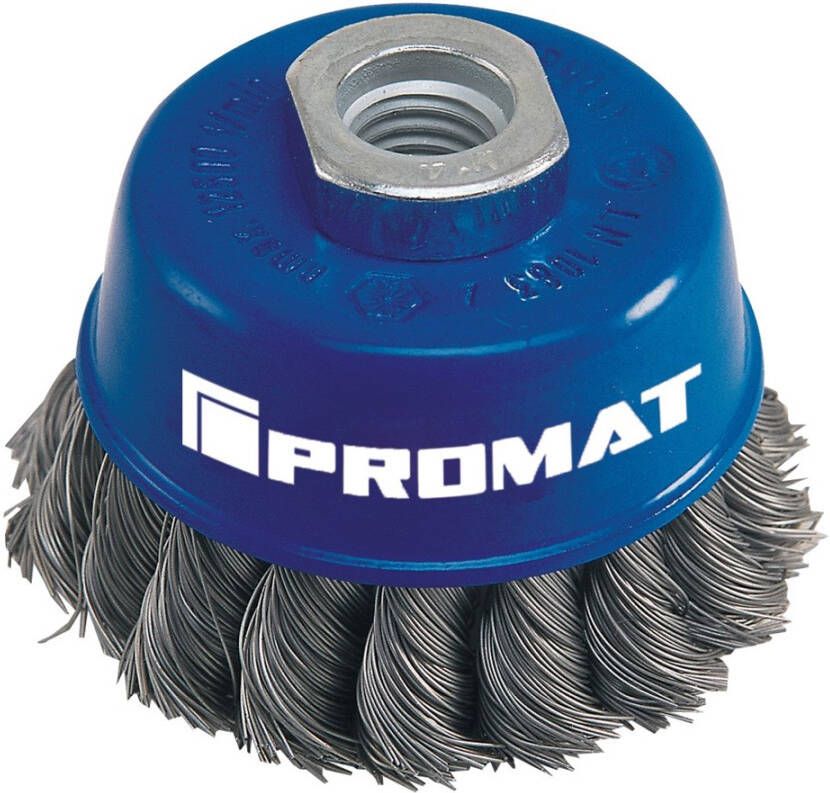 Promat Potborstel | d. 65 mm draaddikte 0 35 mm | RVS | 12500 min-¹ 4000841164