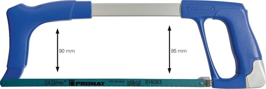 Promat Metaalzaagbeugel | bladlengte 300 mm 24 tanden inch | D- en frontgreep 4000814056