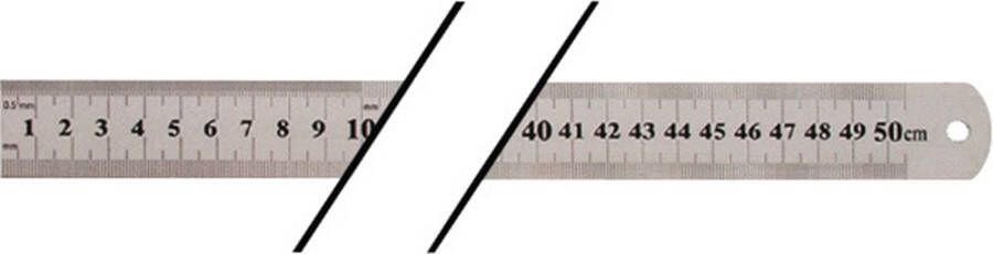 Promat Stalen liniaal | lengte 500 mm | staal | verdeling B = mm 1 2 mm 4000858800